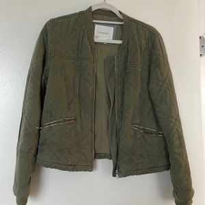 Anthropologie green bomber jacket
